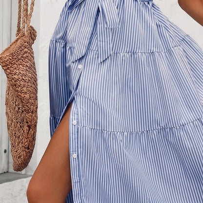 Robe Riviera — chemise longue rayée à ceinture